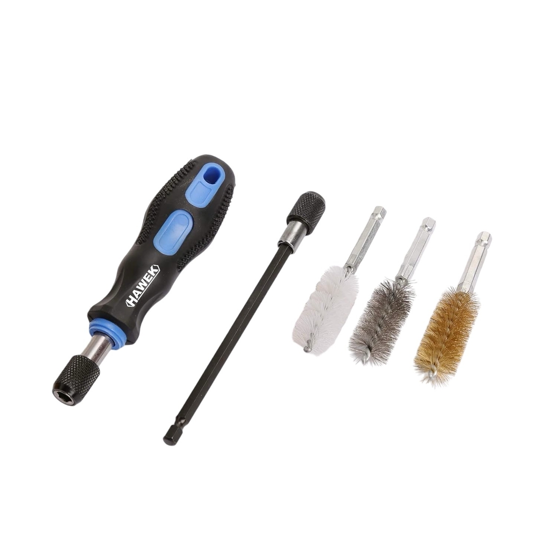 НЕМСКИ Комплект четки за почистване на цилиндри втулки тръби 38 части HAWEK + ЛЕД ФЕНЕР