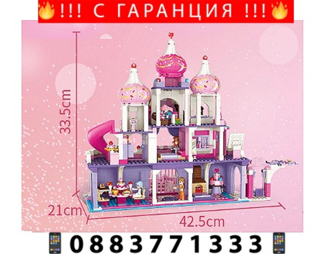 НЕМСКИ Конструктор Candy Castle, Gudi, Модел 30004, Сладък замък, 976 части + ЛЕД ФЕНЕР