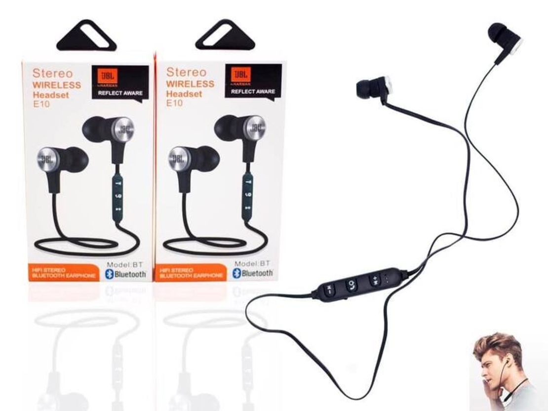 НЕМСКИ Безжични Слушалки JBL Wireless stereo E10 + ЛЕД ФЕНЕР