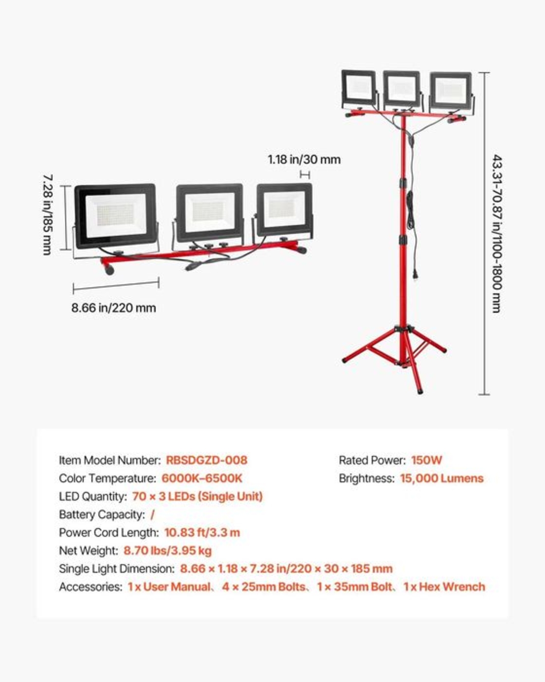 НЕМСКА LED работна лампа на статив + Подарък ЛЕД ФЕНЕР
