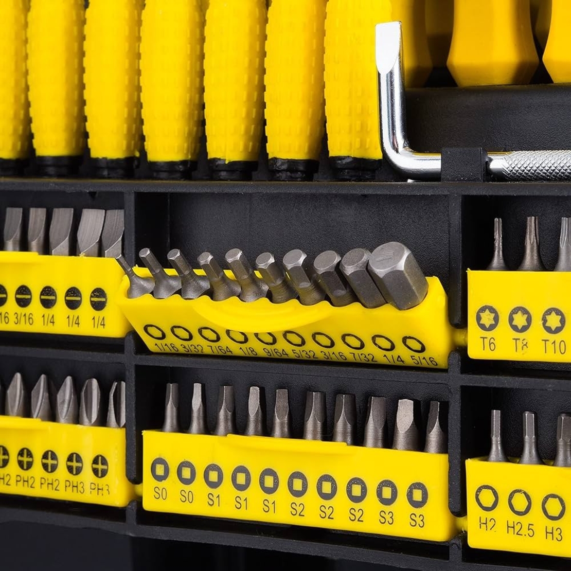 НЕМСКИ Отвертки и Битове Комплект 100 части STAHLMAYER отверки + ЛЕД ФЕНЕР