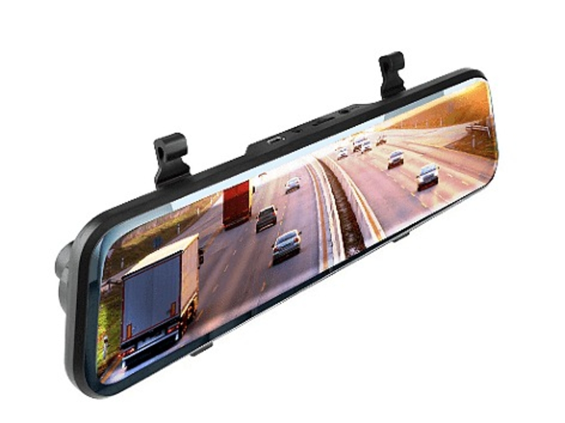 НЕМСКИ Видeорегистратор в огледало за обратно виждане за автомобил, Предна камера, 1080P 150° задна широкоъгална камера, Нощно виждане + ЛЕД ФЕНЕР