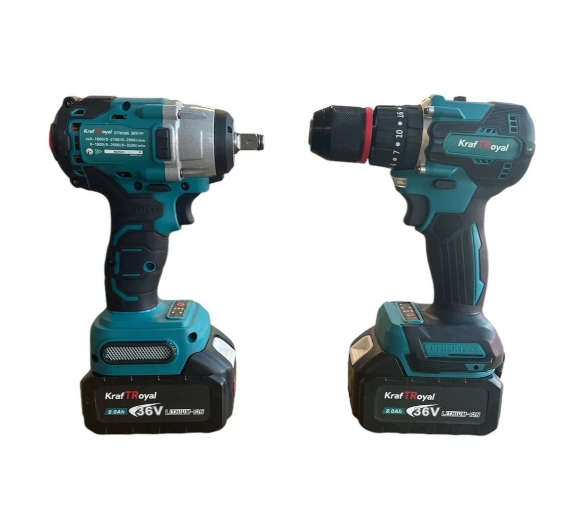 НЕМСКИ Винтоверт и Гайковерт Импакт 2в1 Акумулаторен 36V 8,0AH KRAFTROYAL 2 батерии в куфар + ЛЕД ФЕНЕР