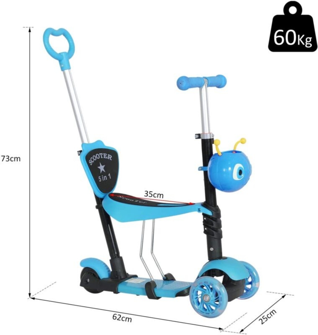 НЕМСКИ ДЕТСКА ТРОТИНЕТКА и СКУТЕР  5 В 1 + ЛЕД ФЕНЕР