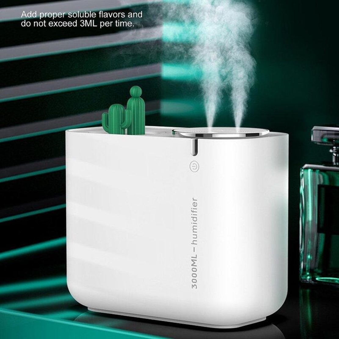 НЕМСКИ Ултразвуков Овлажнител и Дифузер 3000ML Cactus + ЛЕД ФЕНЕР