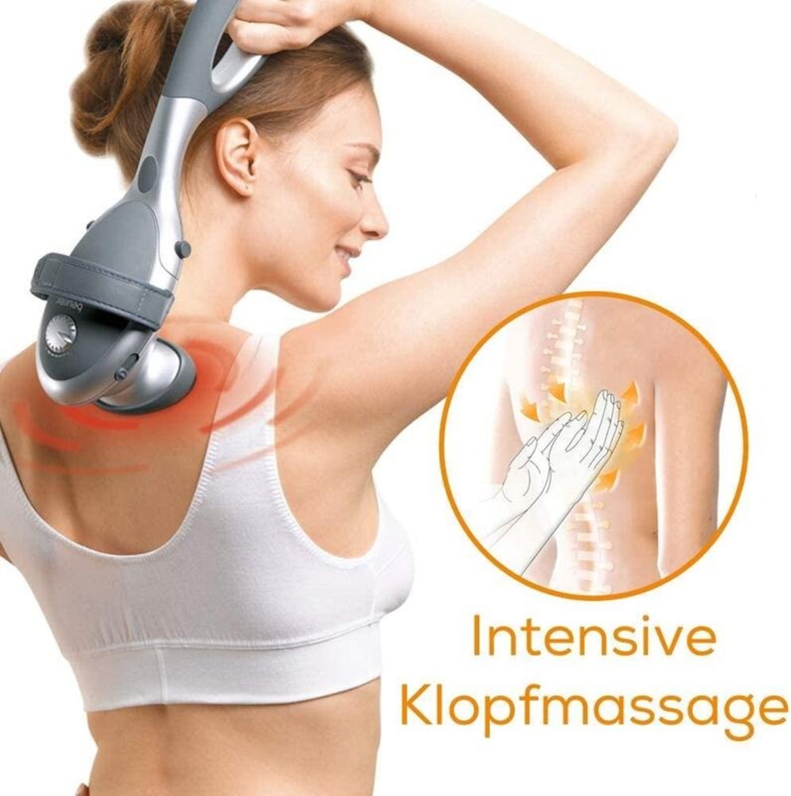 НЕМСКА Инфрачервен масажор Beurer MG70, 2 приставки, Ергономична дръжка, 20 W + ЛЕД ФЕНЕР