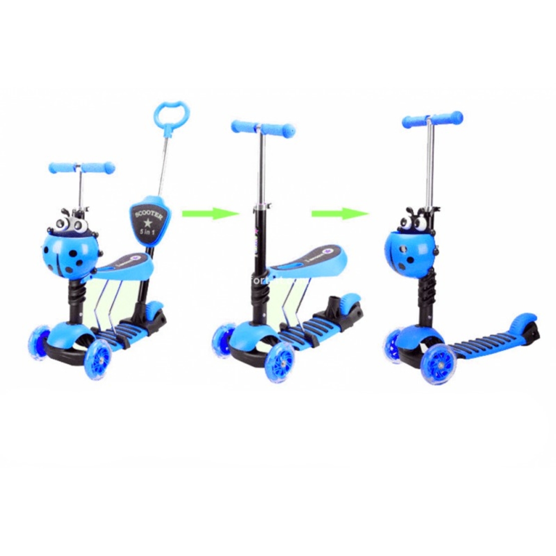 НЕМСКИ ДЕТСКА ТРОТИНЕТКА и СКУТЕР  5 В 1 + ЛЕД ФЕНЕР