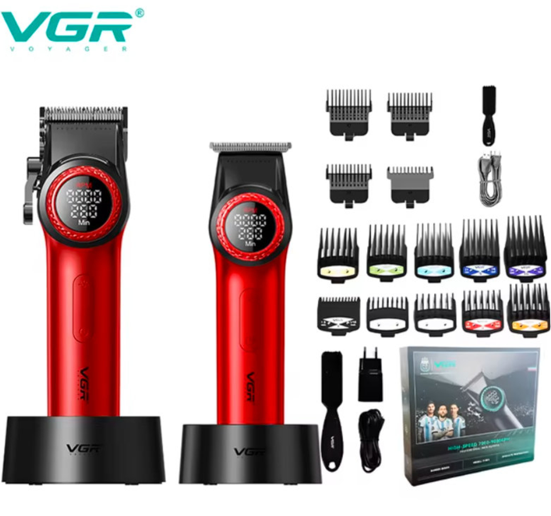 НЕМСКИ VGR V-001PRO & V-977–Професионален Бръснарски Комплект (ЗЛАТЕН)