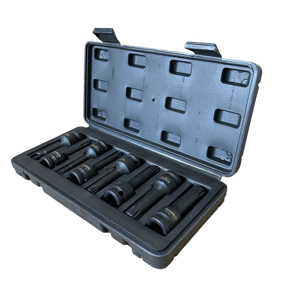 НЕМСКИ УДАРНИ БИТОВЕ КОМПЛЕКТ ВЛОЖКИ 1/2 – SPLINE 8 ЧАСТИ HAWEK HW-2052 + ЛЕД ФЕНЕР