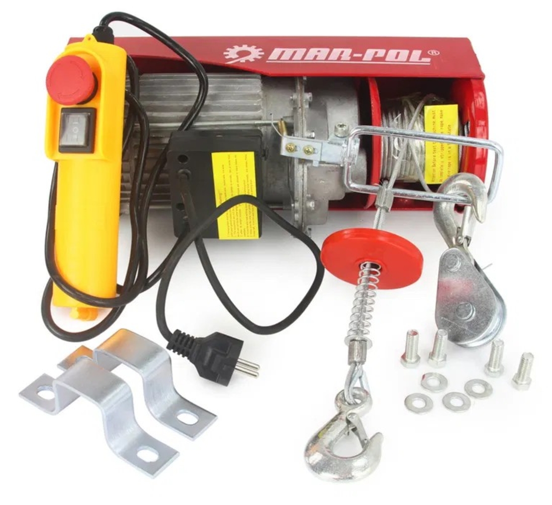 НЕМСКА Лебедка Телфер 300/600кг 12 метра 1200W MAR POL Полша + ЛЕД ФЕНЕР