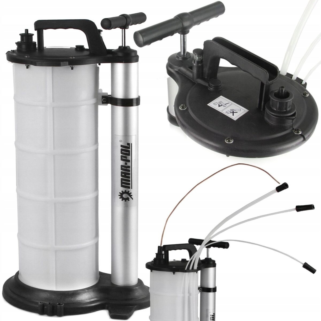 НЕМСКА Помпа за Източване на Масло и Спирачна Течност Ръчна и Пневматична 9 литра Mar-Pol M78306 + ЛЕД ФЕНЕР