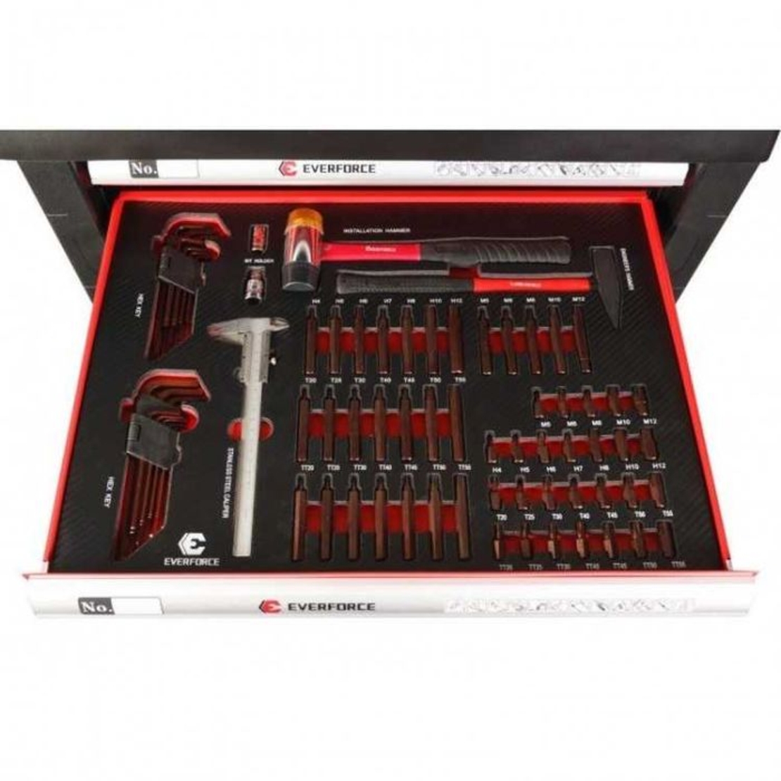 НЕМСКИ Шкаф С Инструменти EVERFORCE Със 7 Чекмеджета;6 Пълни+ЛЕД ФЕНЕР