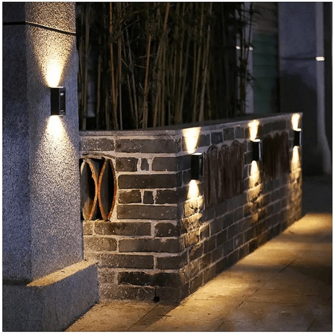 НЕМСКА Комплект сензорна соларна лампа за стена, Време на светене 6-10 часа, Черна, 3 броя + ЛЕД ФЕНЕР