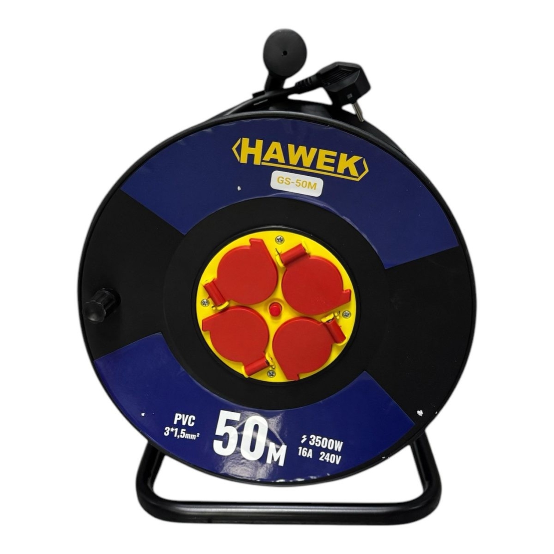 НЕМСКИ Удължител на Макара с Кабел HAWEK 50 метра + ЛЕД ФЕНЕР