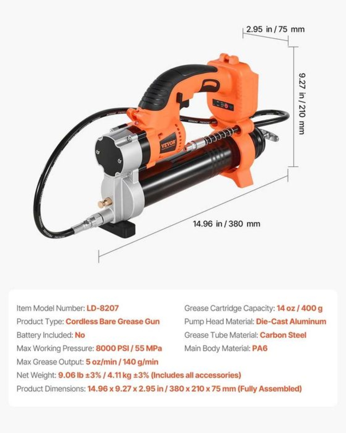 НЕМСКИ Акумулаторен пистолет за гресиране + ПОДАРЪК ЛЕД ФЕНЕР