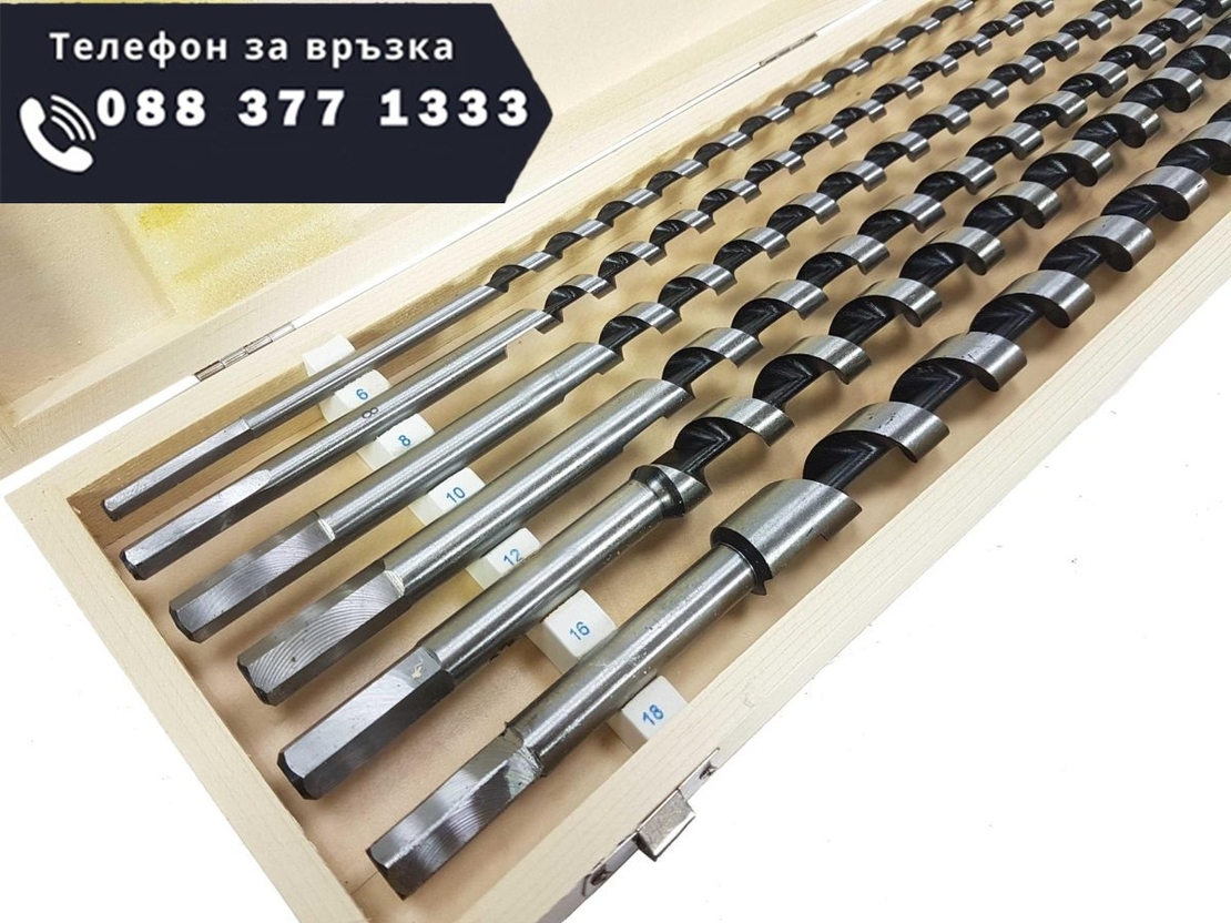 НЕМСКИ Комплект свредла за дърво 6 части 460мм Mar-Pol Полша + ЛЕД ФЕНЕР