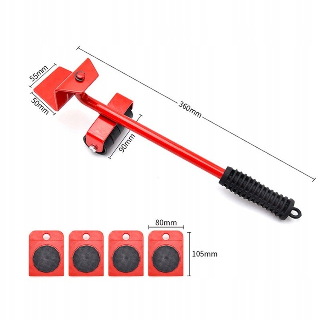 НЕМСКИ Уред за Преместване на Мебели Комплект 5 части Местене до 150кг + ЛЕД ФЕНЕР