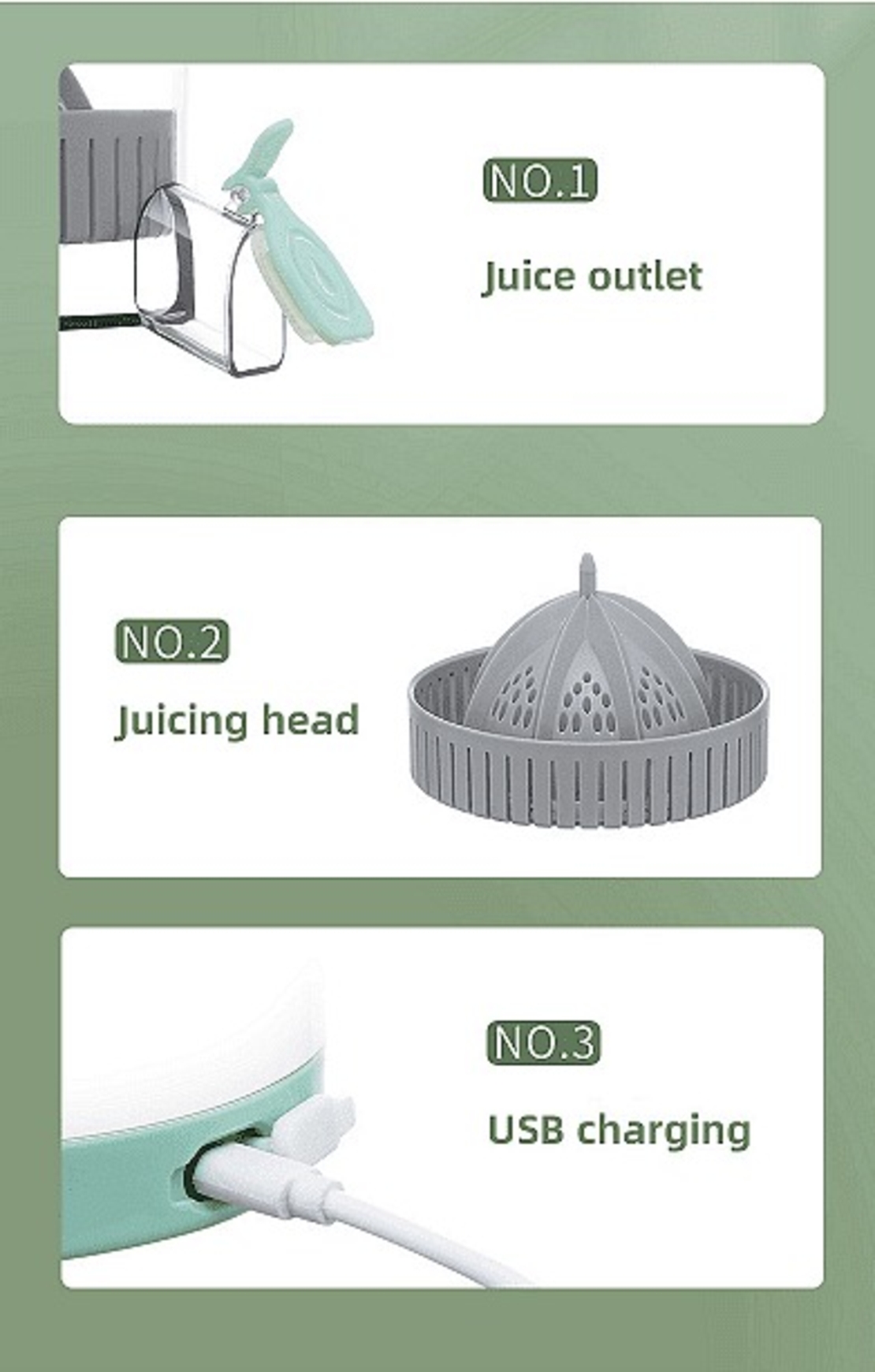 НЕМСКА Преносима безжична USB сокоизтисквачка за цитруси, Компактен дизайн, Лесен за използване и почистване + ЛЕД ФЕНЕР