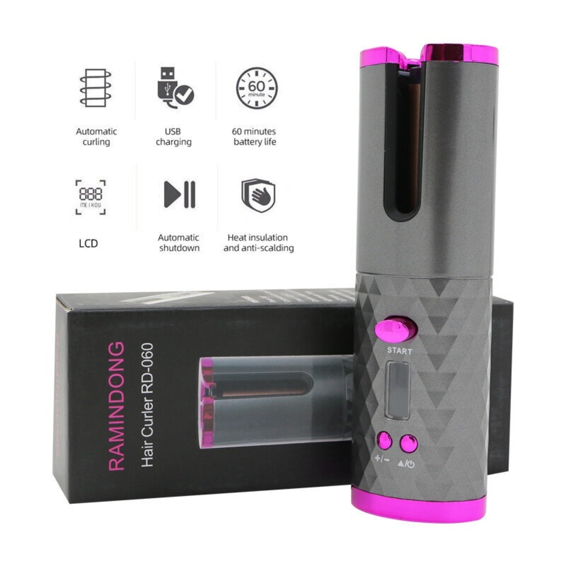 НЕМСКА 2в1 Безжична маша за коса керамична и Power bank за телефон CORDLESS + ЛЕД ФЕНЕР.