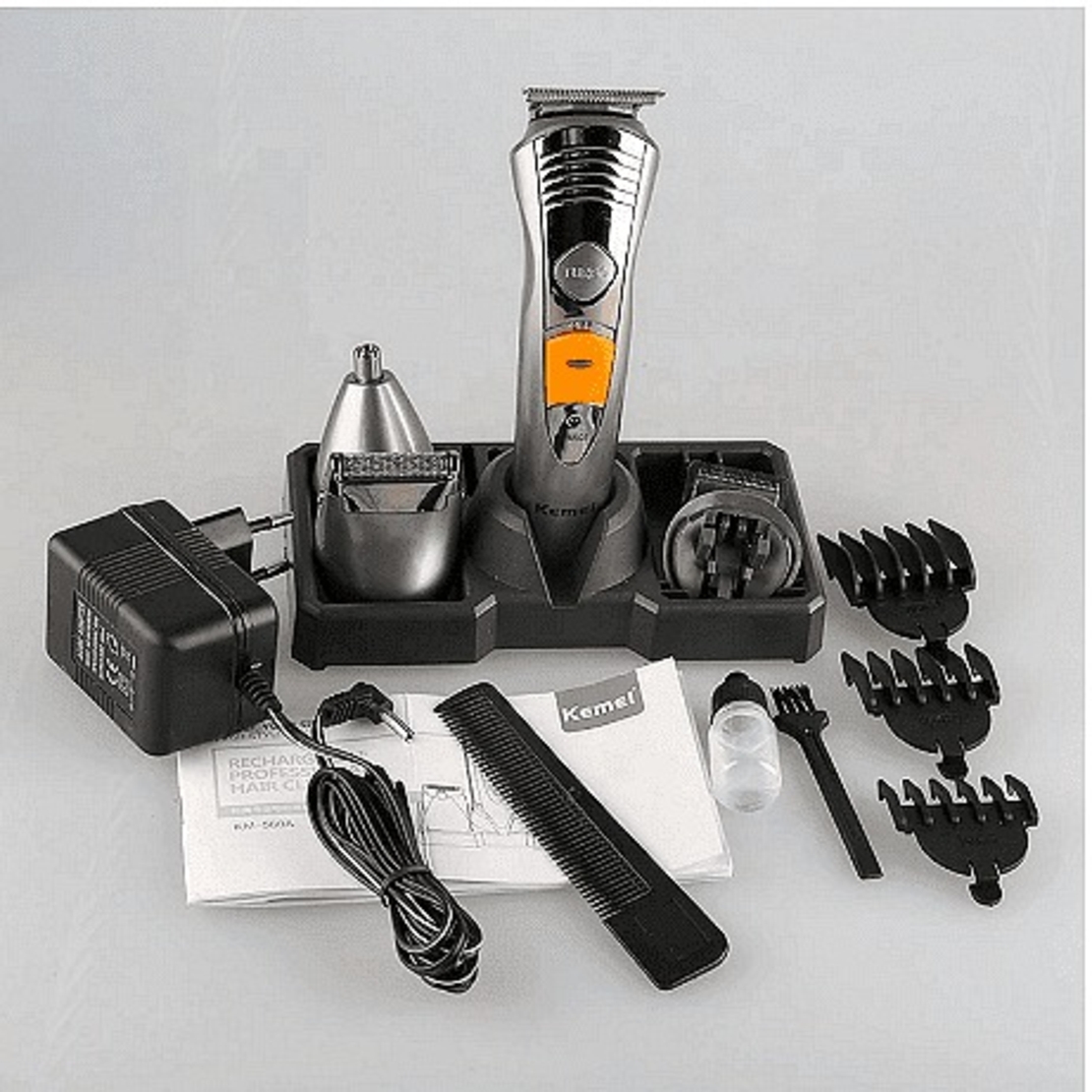 НЕМСКИ Комплект за подстригване 7 в 1 Kemei KM-580A, 3W, 600mAh + ЛЕД ФЕНЕР
