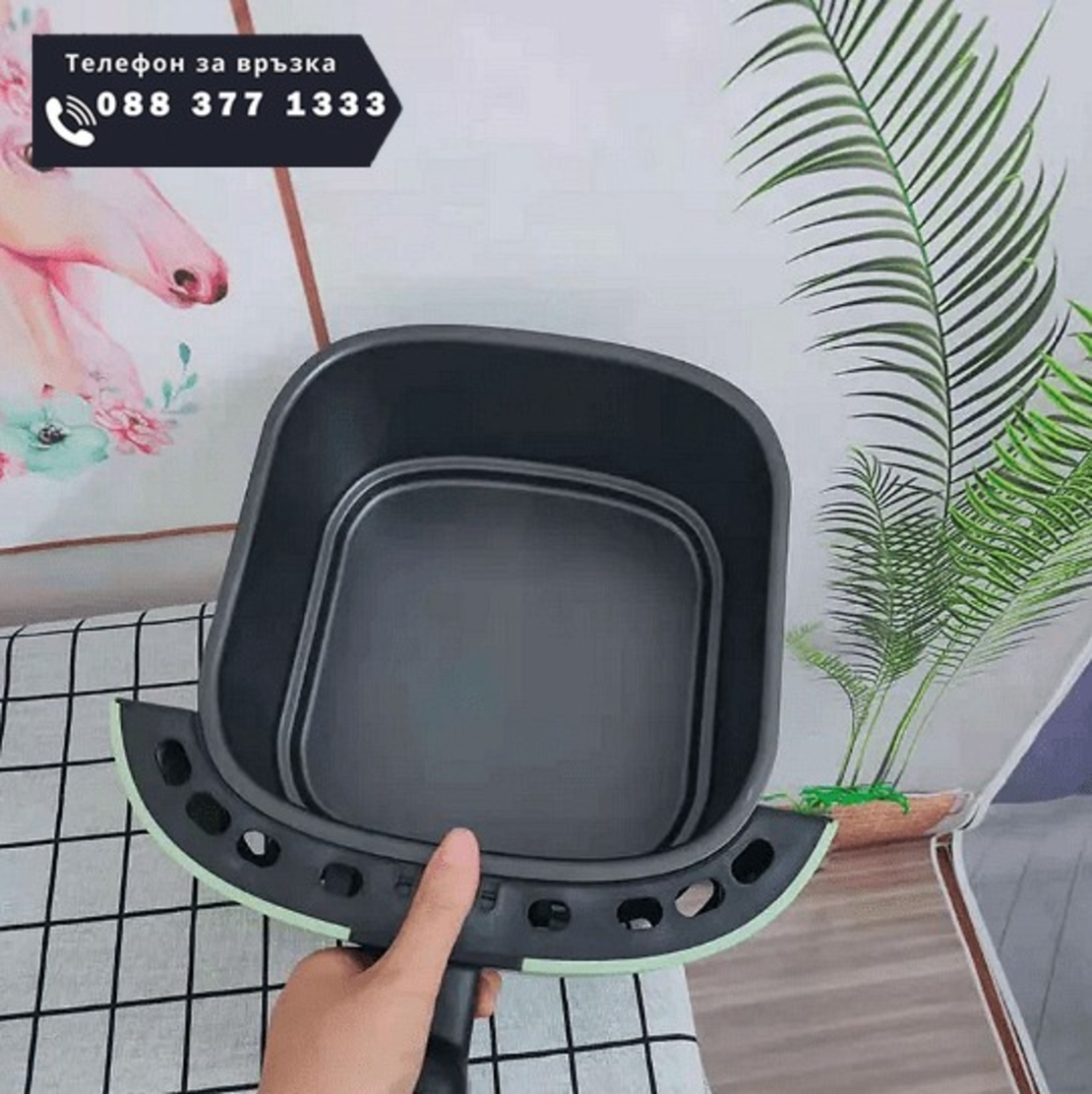 НЕМСКИ Уред за готвене с горещ въздух, Silver Crest, S-18, 8 литра, 2400 W, Черен + ЛЕД ФЕНЕР