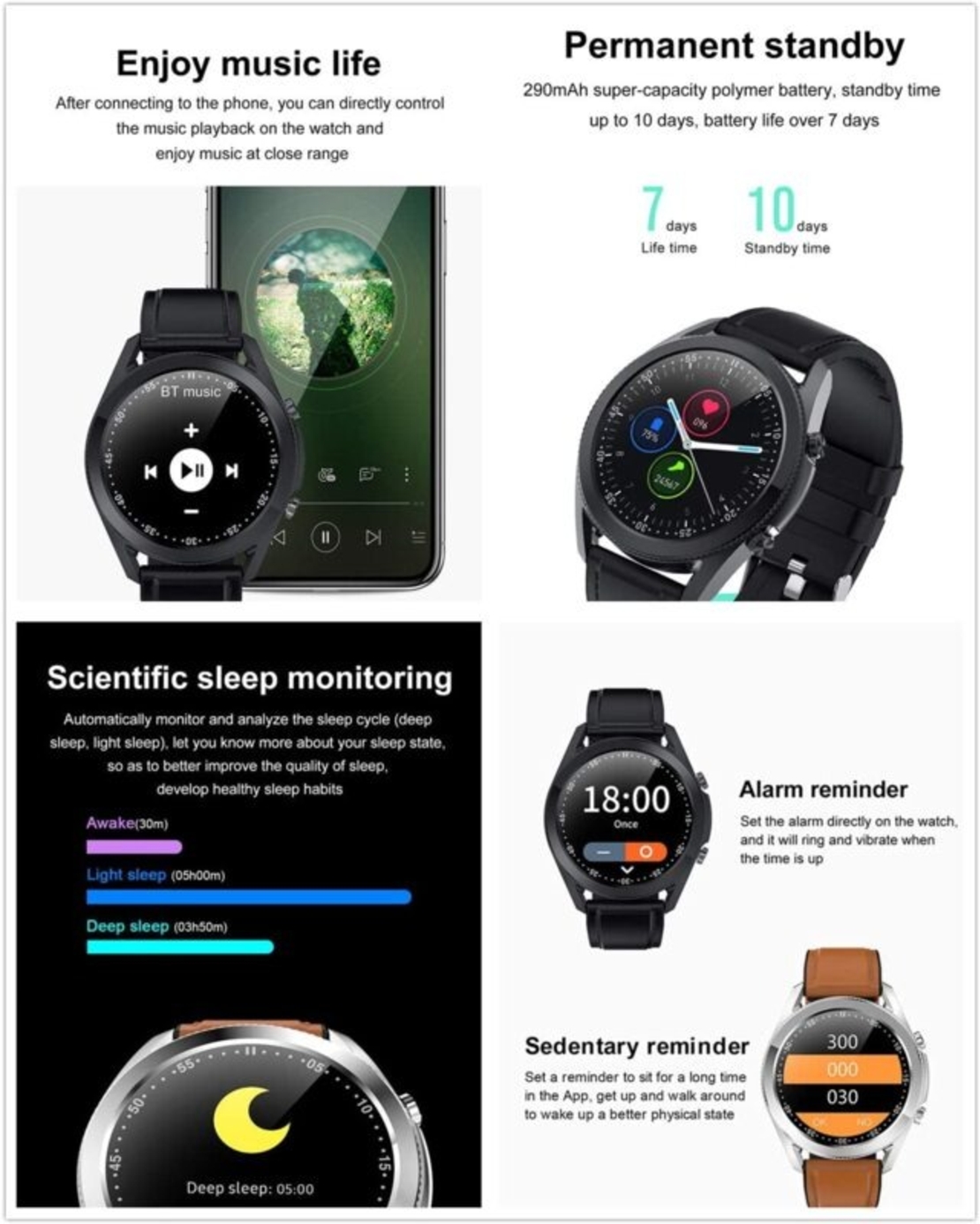 НЕМСКИ Smart Watch Lemfo G33 черен часовник с пулс и кръвно налягане + ЛЕД ФЕНЕР