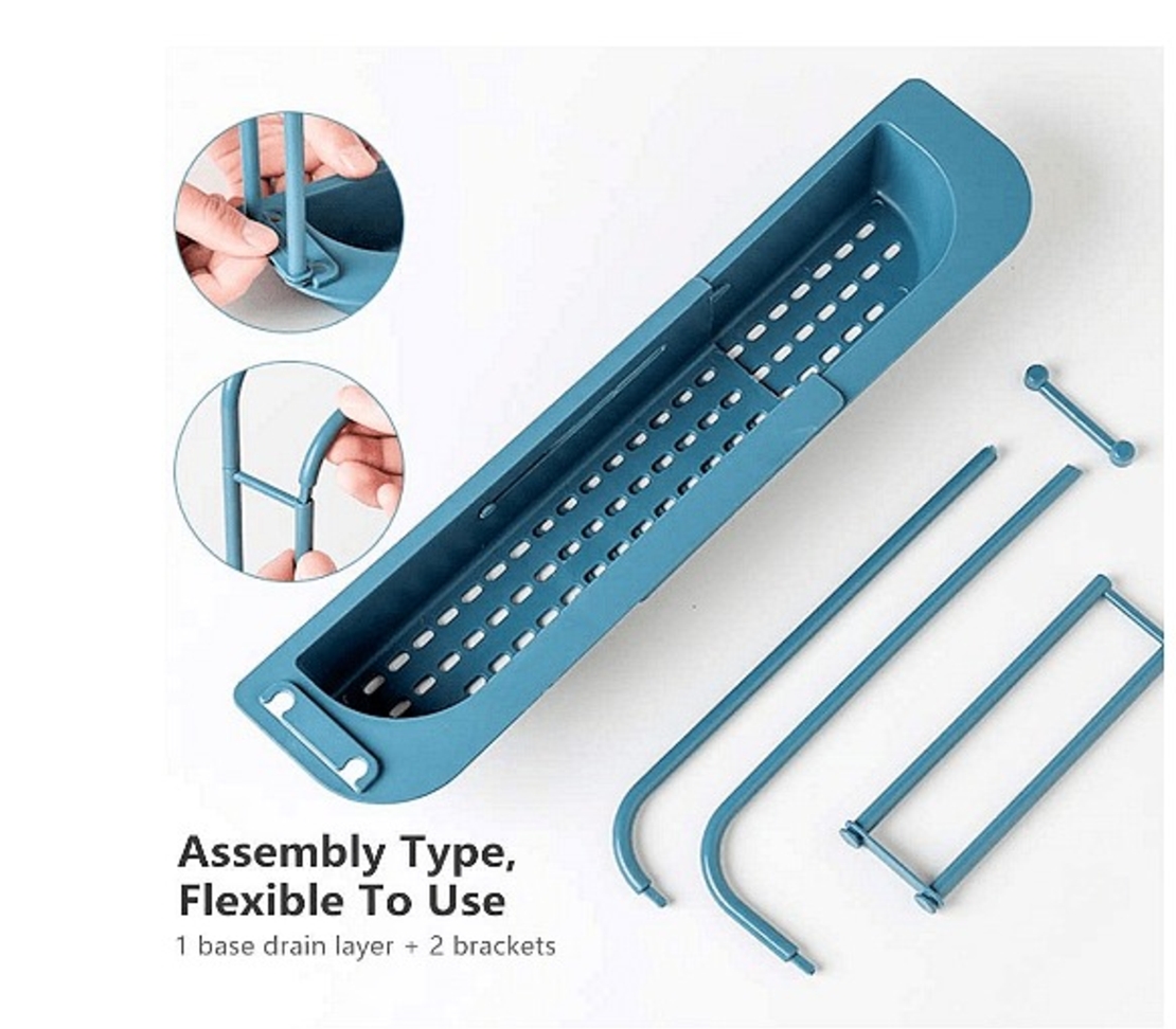 НЕМСКИ Разтегателен органайзер за мивка за универсална употреба + ЛЕД ФЕНЕР