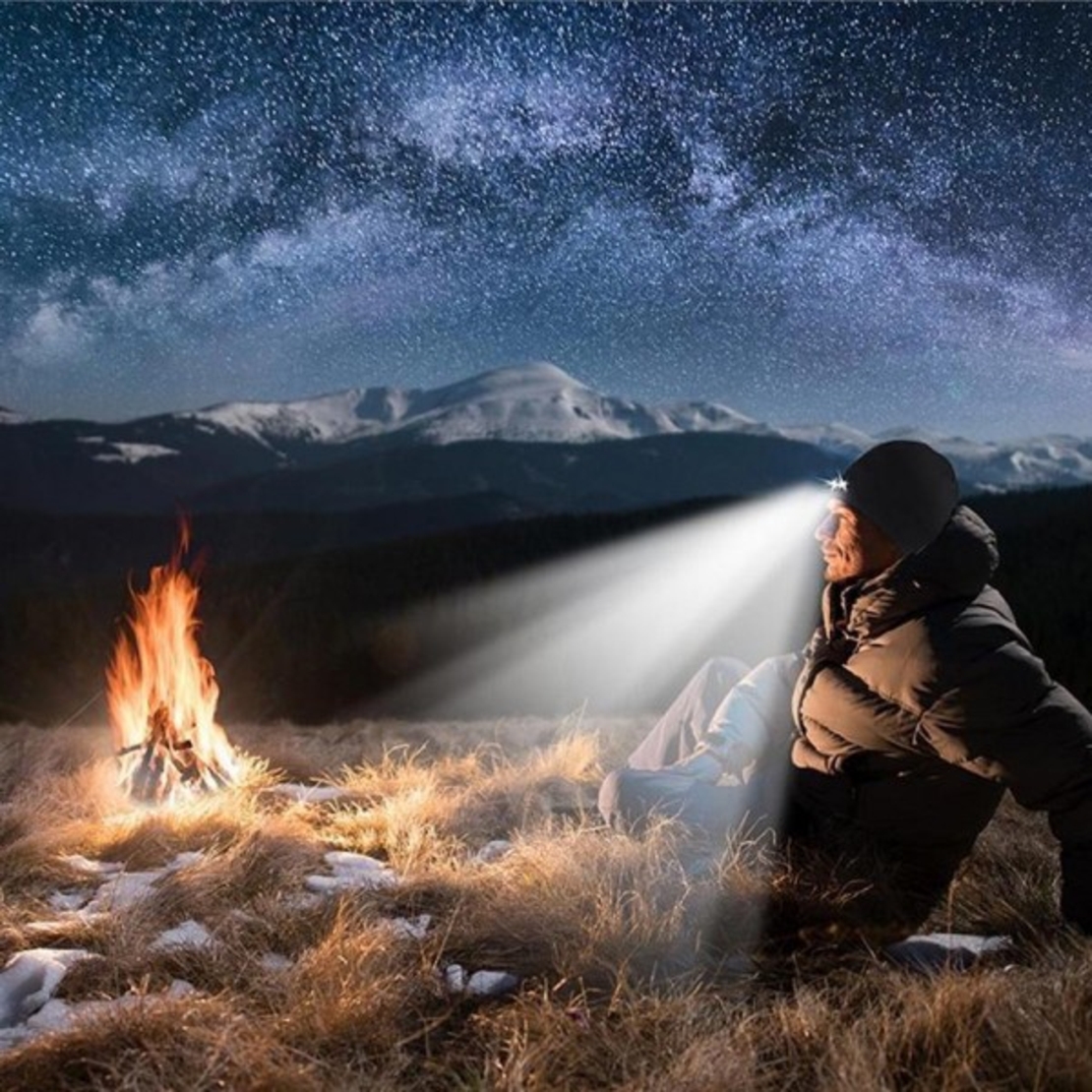 НЕМСКА Зимна Шапка с Вградено LED Осветление с USB Зареждане ROCKFORCE + ЛЕД ФЕНЕР