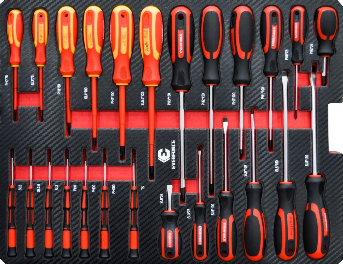 НЕМСКА Професионална Количка с Инструменти 238 части Куфар EVERFORCE + ЛЕД ФЕНЕР