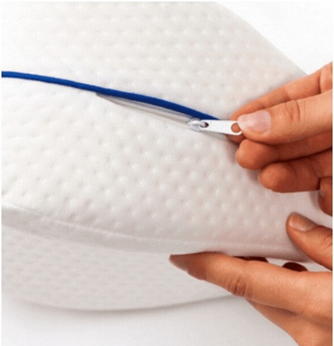 НЕМСКА LEG PILLOW Мемори възглавница за крака с анатомична извивка Sleepy, Бяла + ЛЕД ФЕНЕР