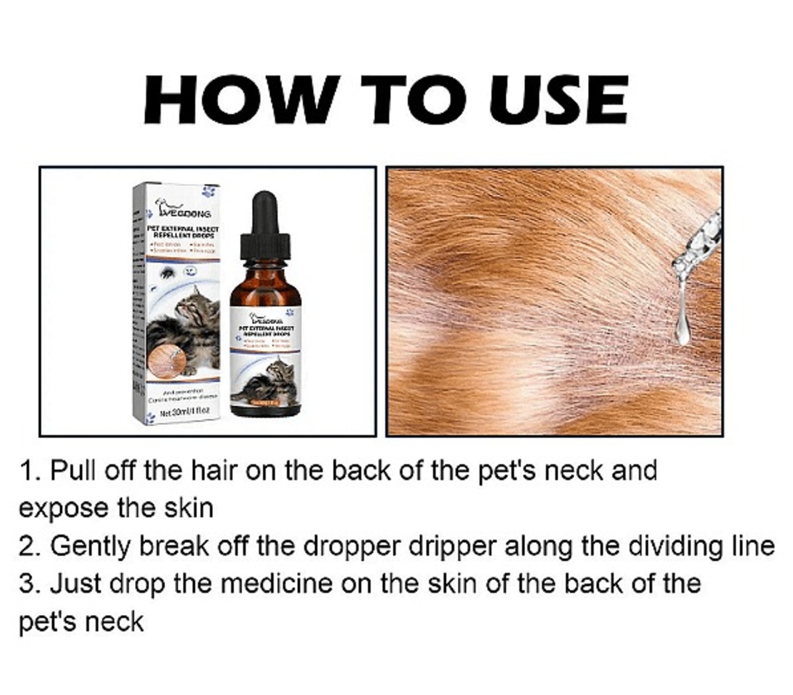 НЕМСКИ Капки против бълхи, кърлежи и въшки за домашни любимци, Ефективен контрол на вредителите + ЛЕД ФЕНЕР