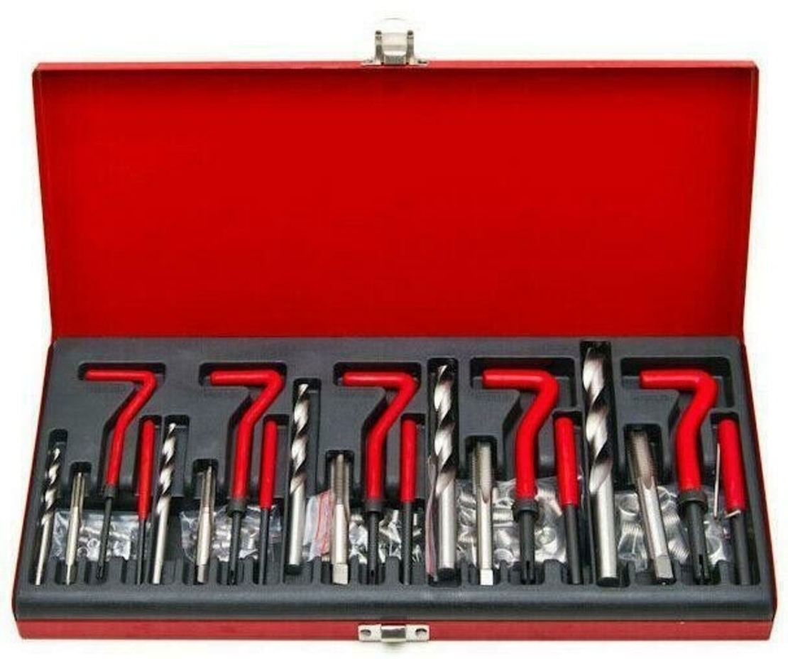 НЕМСКИ Комплект за Възстановяване на Резби 131 части Метчици М5 М6 М8 М10 М12 MAR-POL + ЛЕД ФЕНЕР