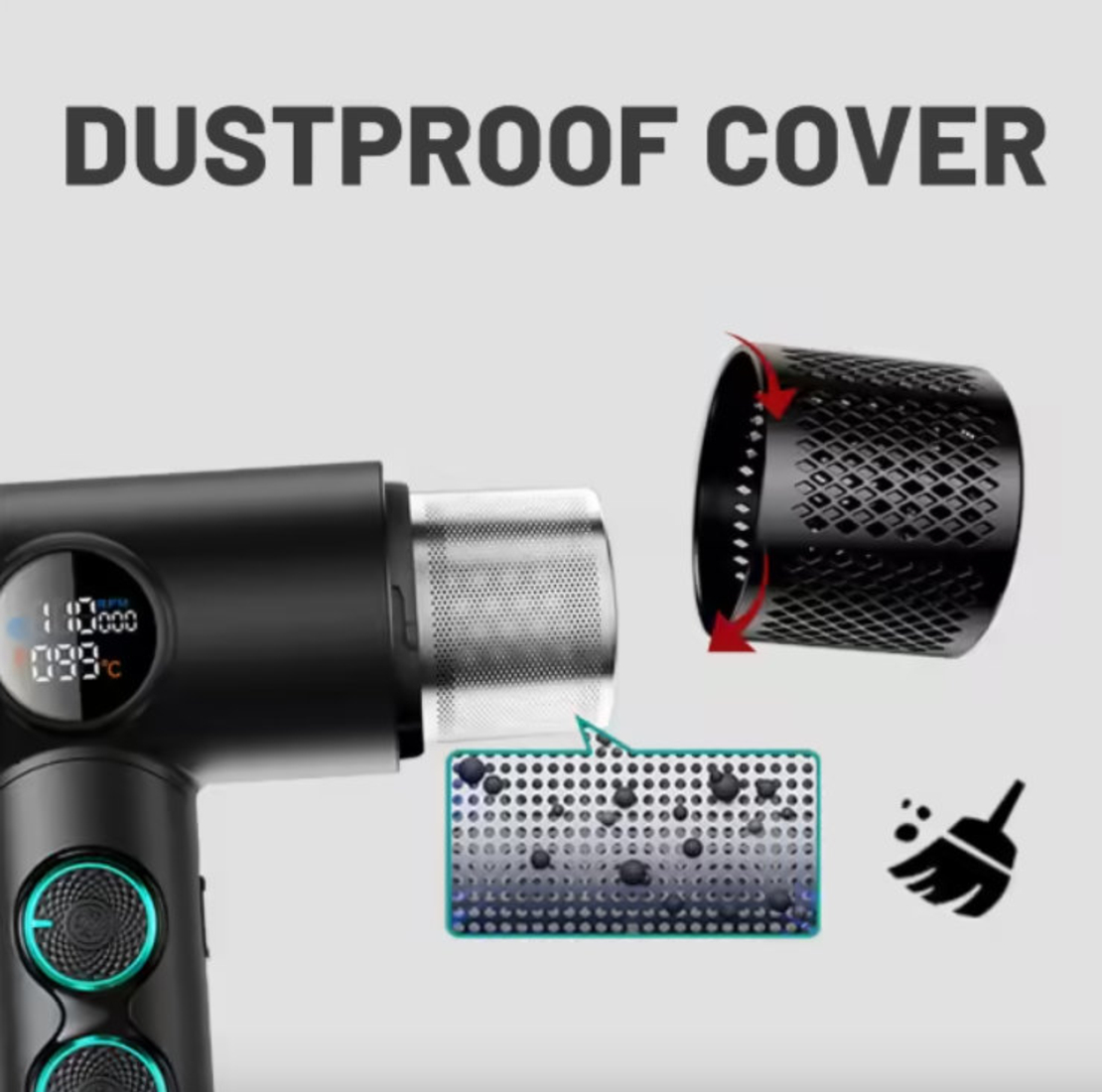 НЕМСКИ Професионален Сешоар VGR-401 – Черен С LED Дисплей