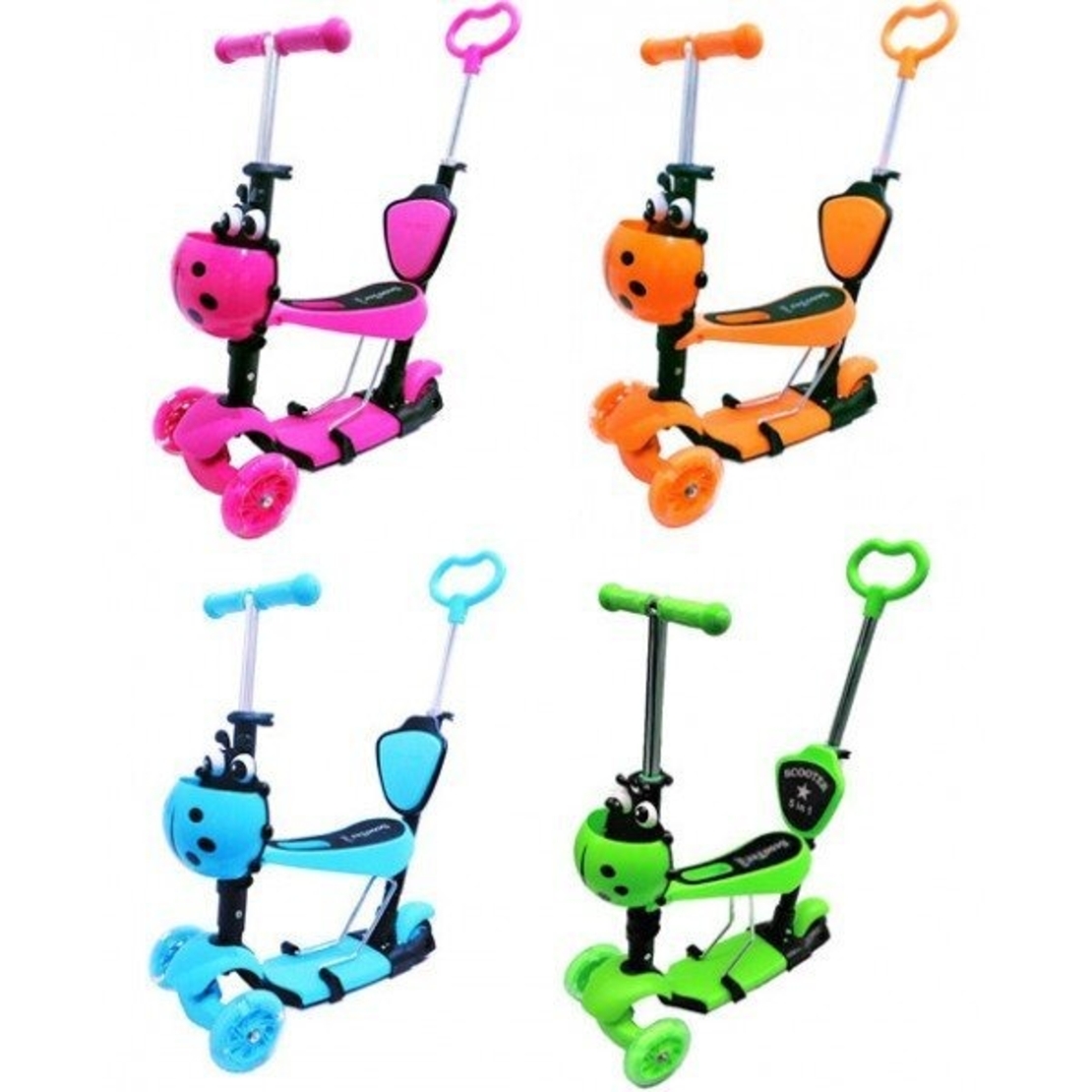 НЕМСКИ ДЕТСКА ТРОТИНЕТКА и СКУТЕР  5 В 1 + ЛЕД ФЕНЕР