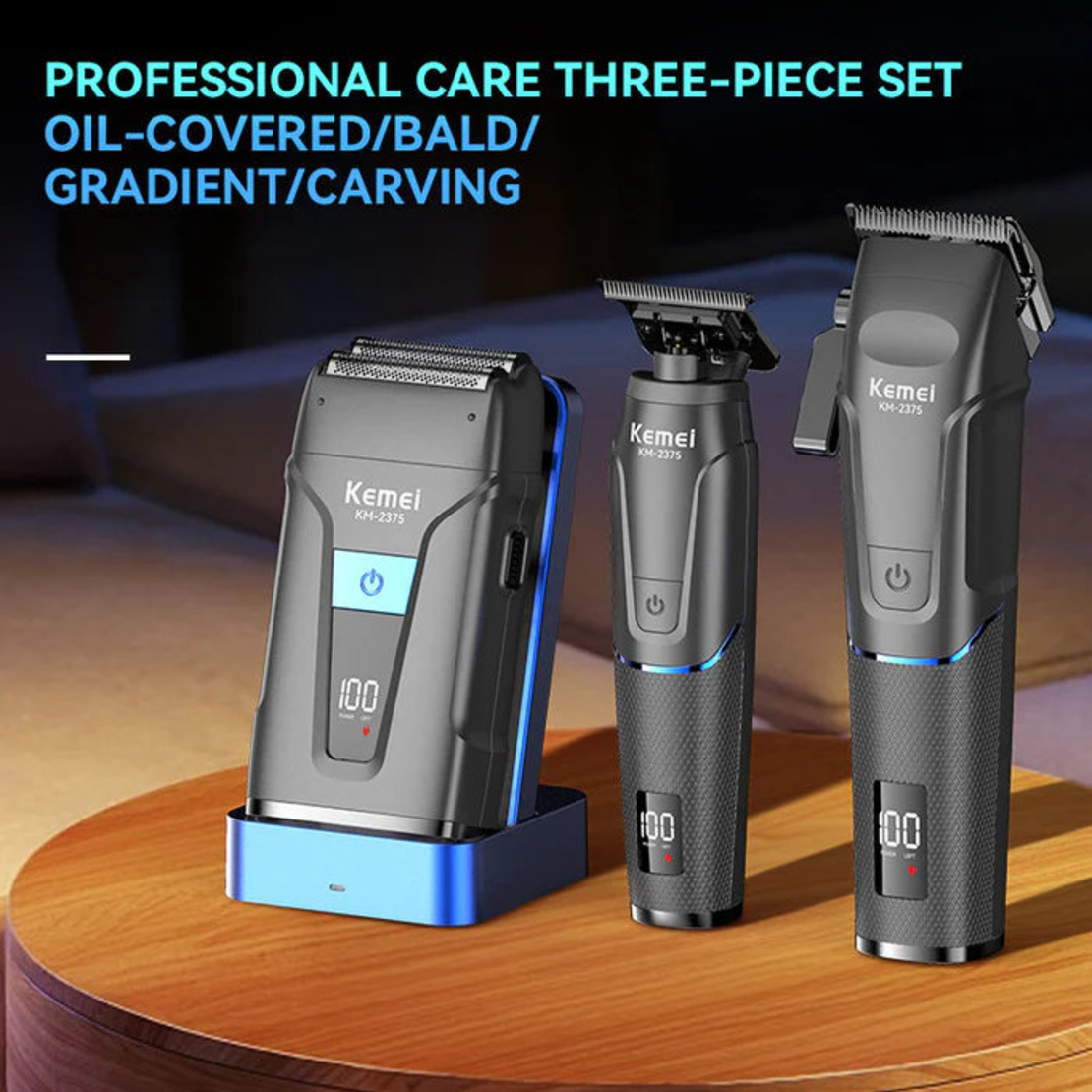 НЕМСКИ Машинки За Подстригване И Бръснене Kemei KM-2375 + ЛЕД ФЕНЕР