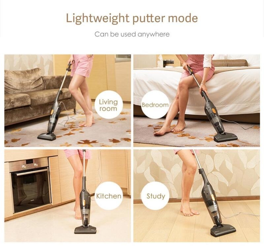 НЕМСКА Вертикална прахосмукачка Xiaomi Deerma DX115C Vacuum cleaner, 600W, Черен + ЛЕД ФЕНЕР