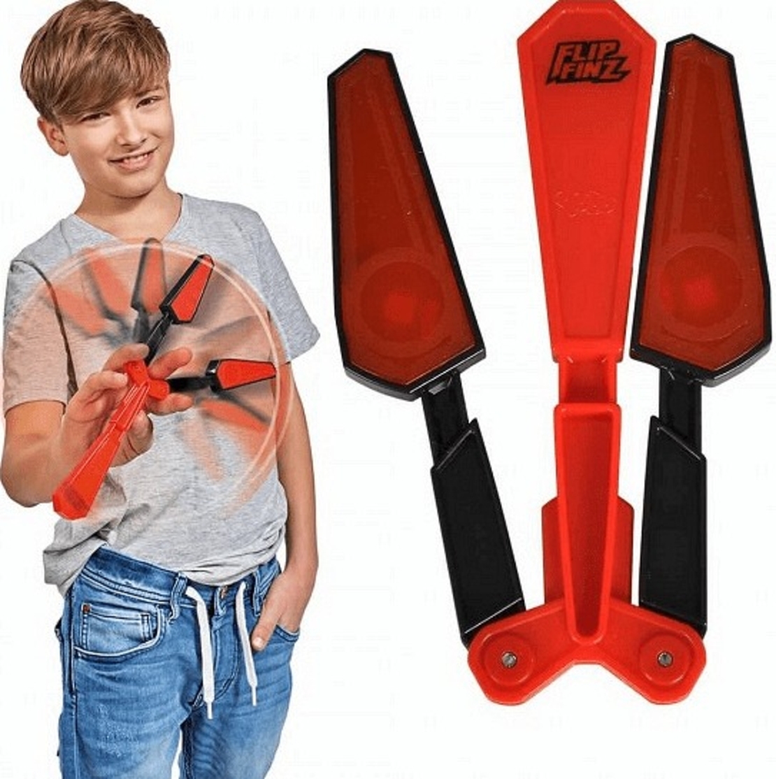 НЕМСКА Въртяща играчка с всевъзможни трикове, Flip Finz + ЛЕД ФЕНЕР