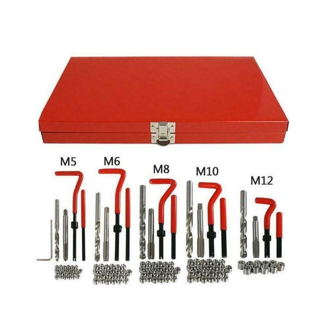 НЕМСКИ Комплект за Възстановяване на Резби 131 части Метчици М5 М6 М8 М10 М12 MAR-POL + ЛЕД ФЕНЕР