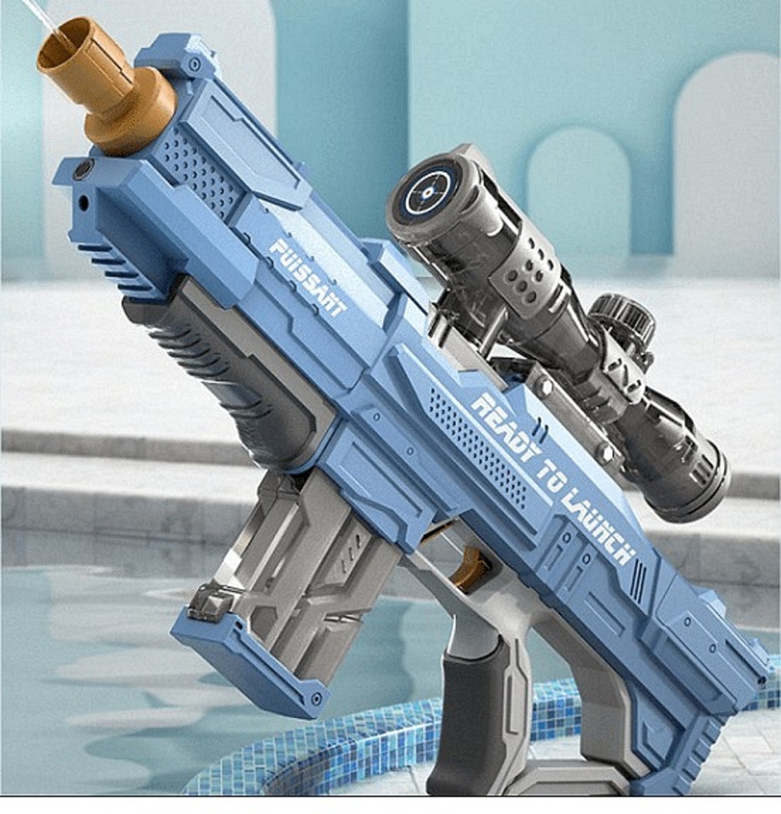 НЕМСКА Мощна електрическа водна пушка с голям резервоар, Обхват 8-9м + ЛЕД ФЕНЕР