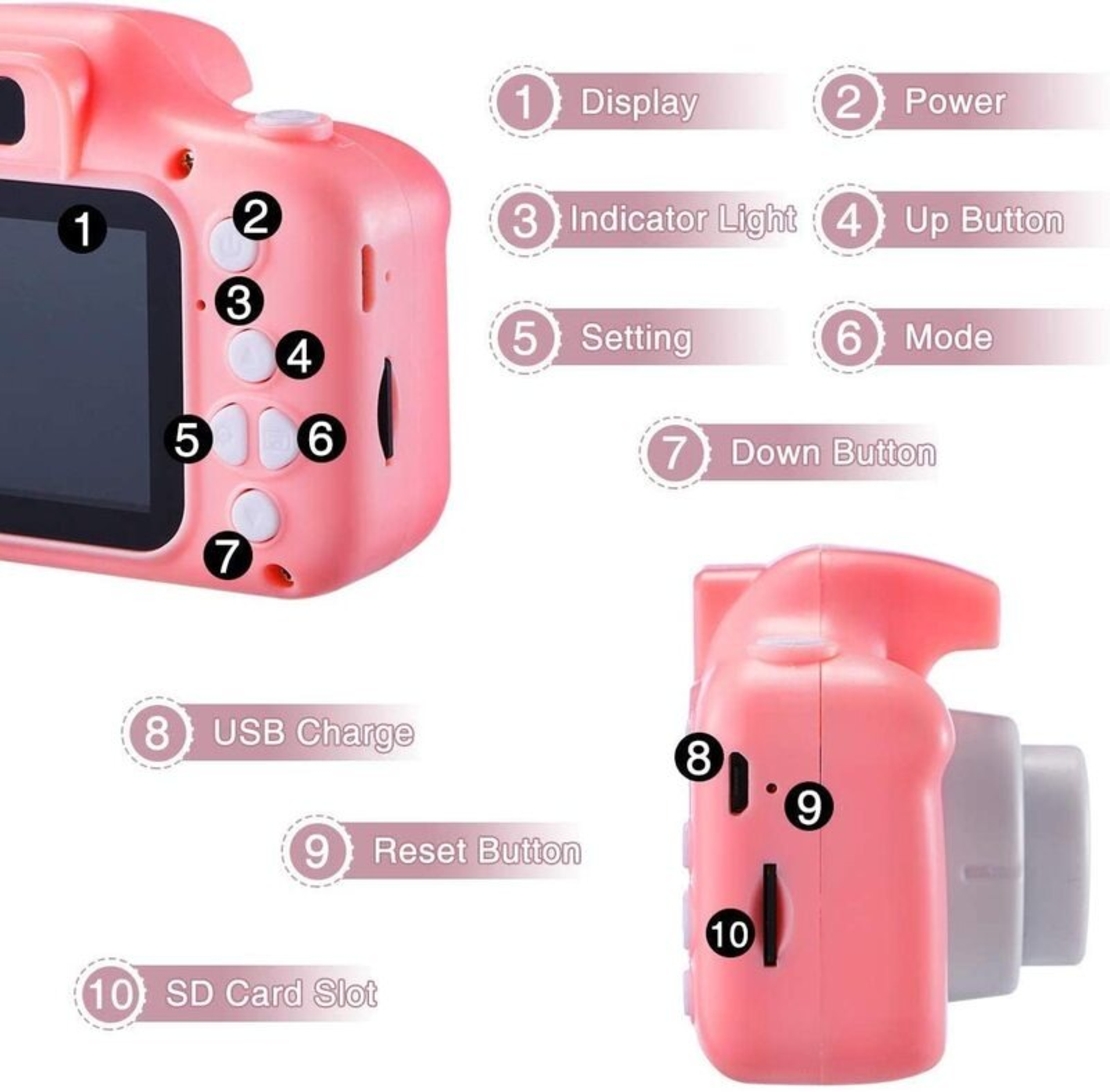 НЕМСКИ ДИГИТАЛЕН ДЕТСКИ ФОТОАПАРАТ снимки и видеозапис + ЛЕД ФЕНЕР