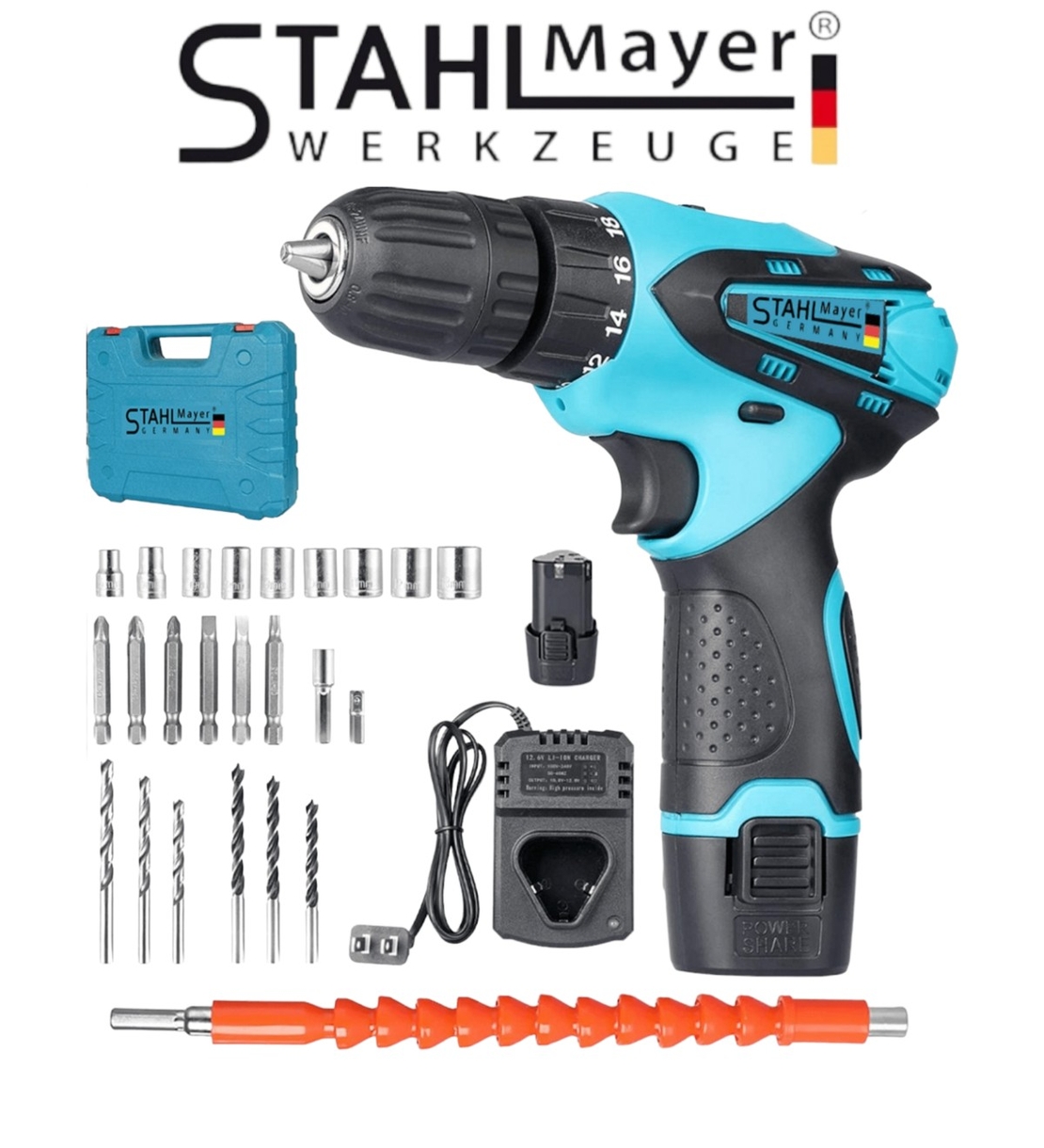 НЕМСКИ Акумулаторен Винтоверт Двускоростен + Подарък Адаптер Зеге 24V 3,0AH STAHLMAYER + ЛЕД ФЕНЕР