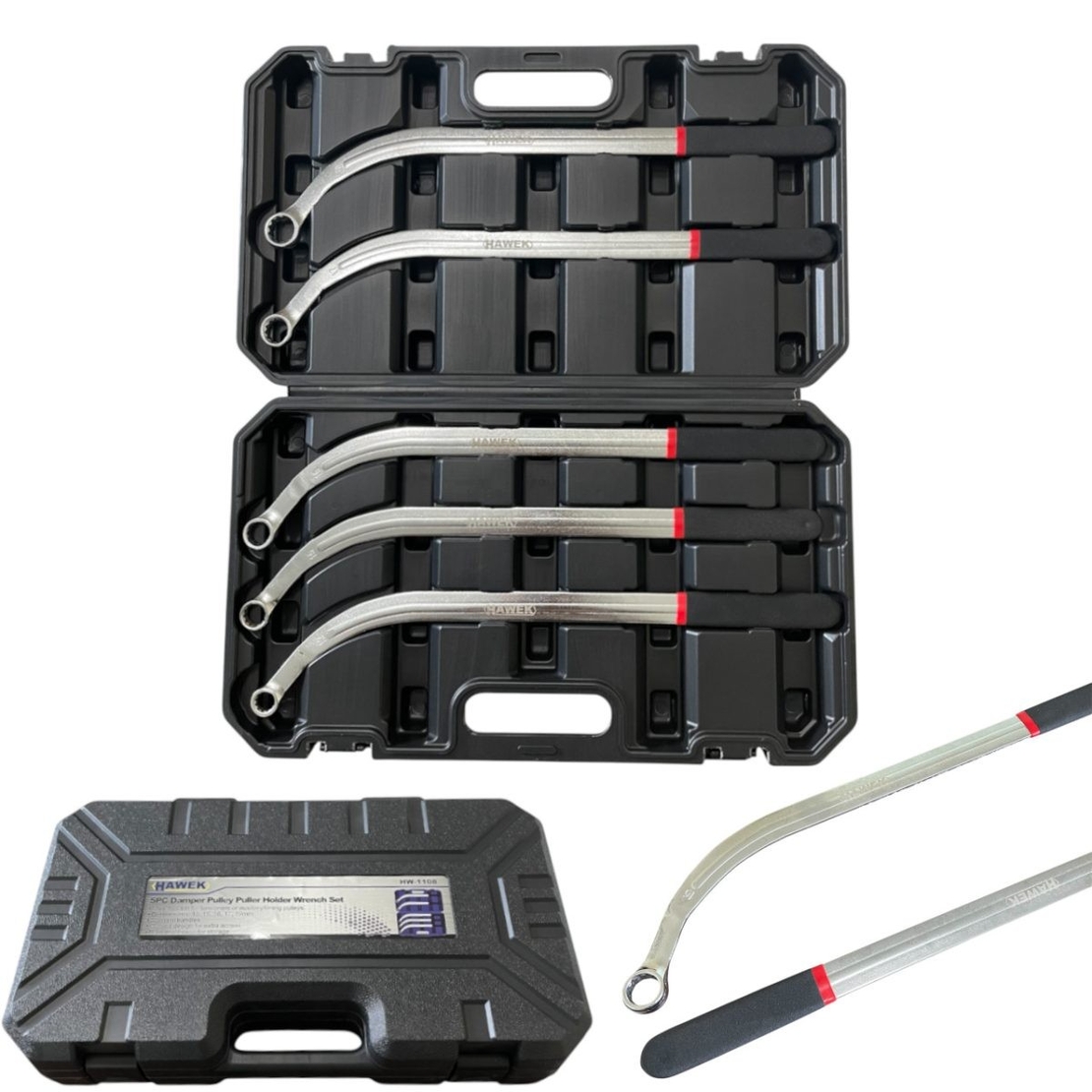 НЕМСКО Ключове за Клинов и Зъбчат Ремък 5 части HAWEK Комплект HW-1108 + ЛЕД ФЕНЕР