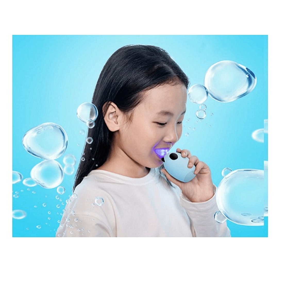 НЕМСКА Електрическа звукова четка за зъби за деца, Оборудвана с U-образна почистваща глава, 3 режима на работа, Синя + ЛЕД ФЕНЕР