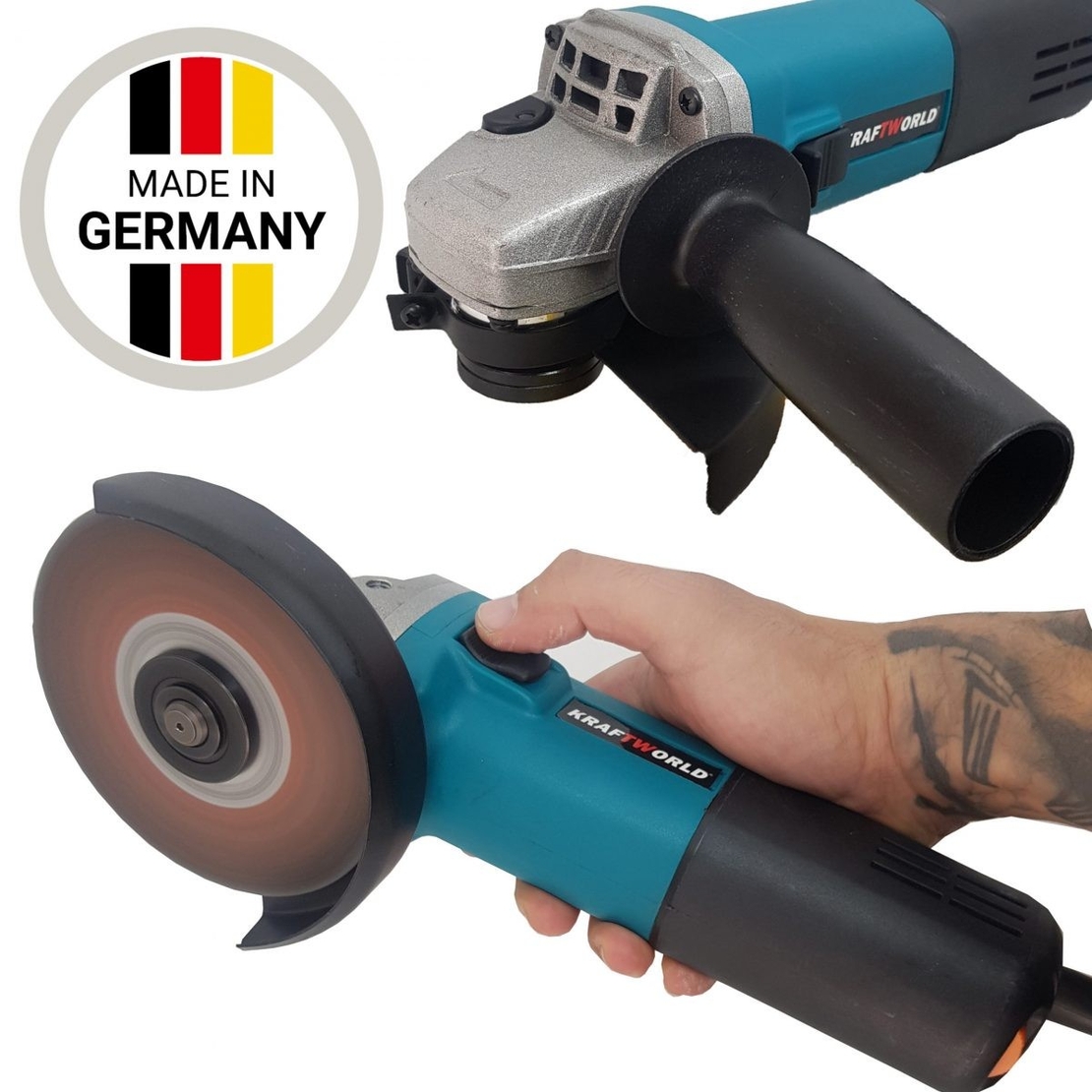 НЕМСКИ Електрически Ъглошлайф Kraft 125 мм 1400W с регулация на оборотите + ЛЕД ФЕНЕР