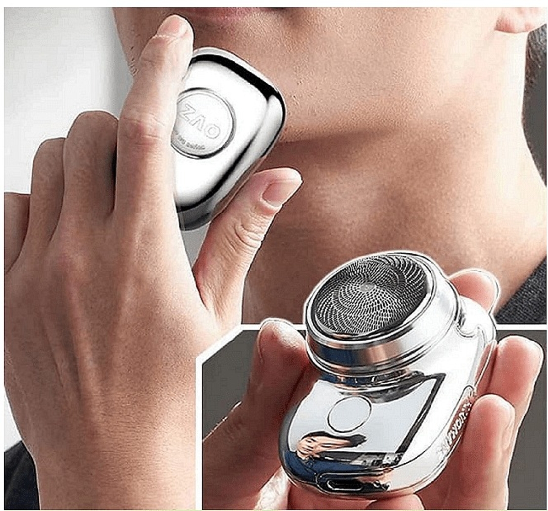 НЕМСКА Мини електрическа самобръсначка за мъже, Водоустойчива , Джобен размер, USB зареждане + ЛЕД ФЕНЕР