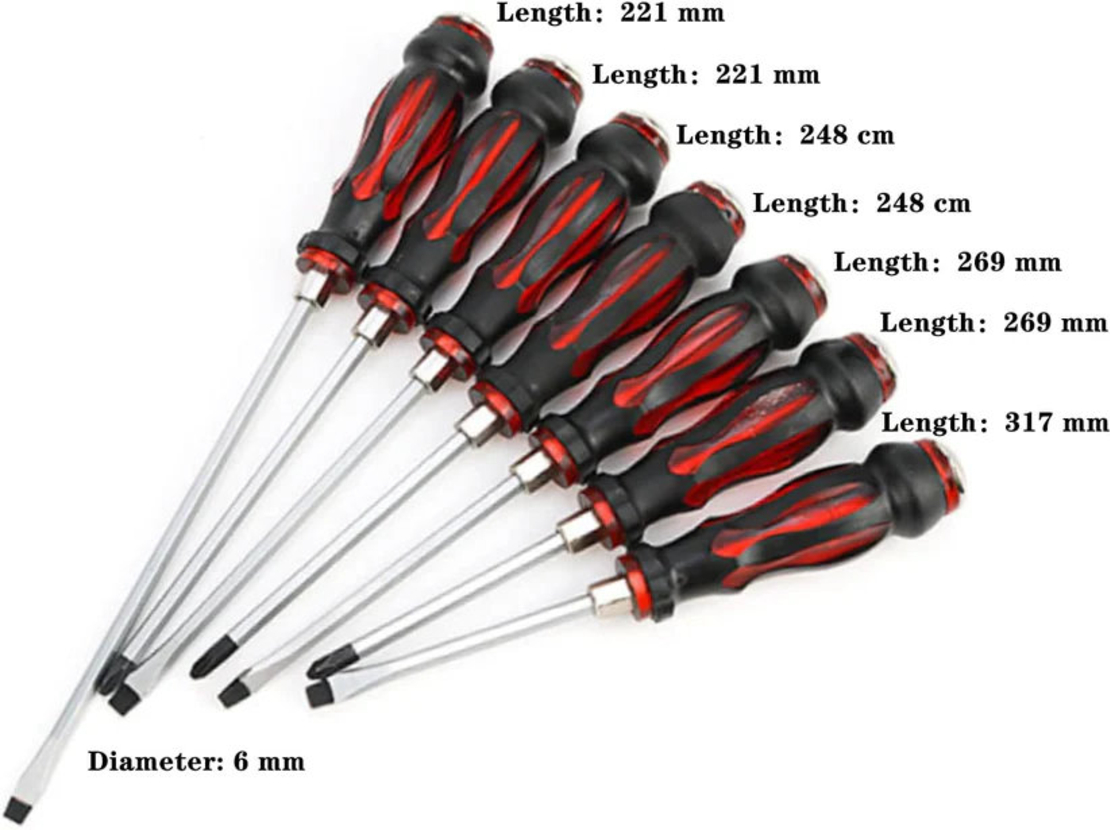 НЕМСКИ Комплект Удaрни Отвертки Магнитни 7 Части + ЛЕД ФЕНЕР