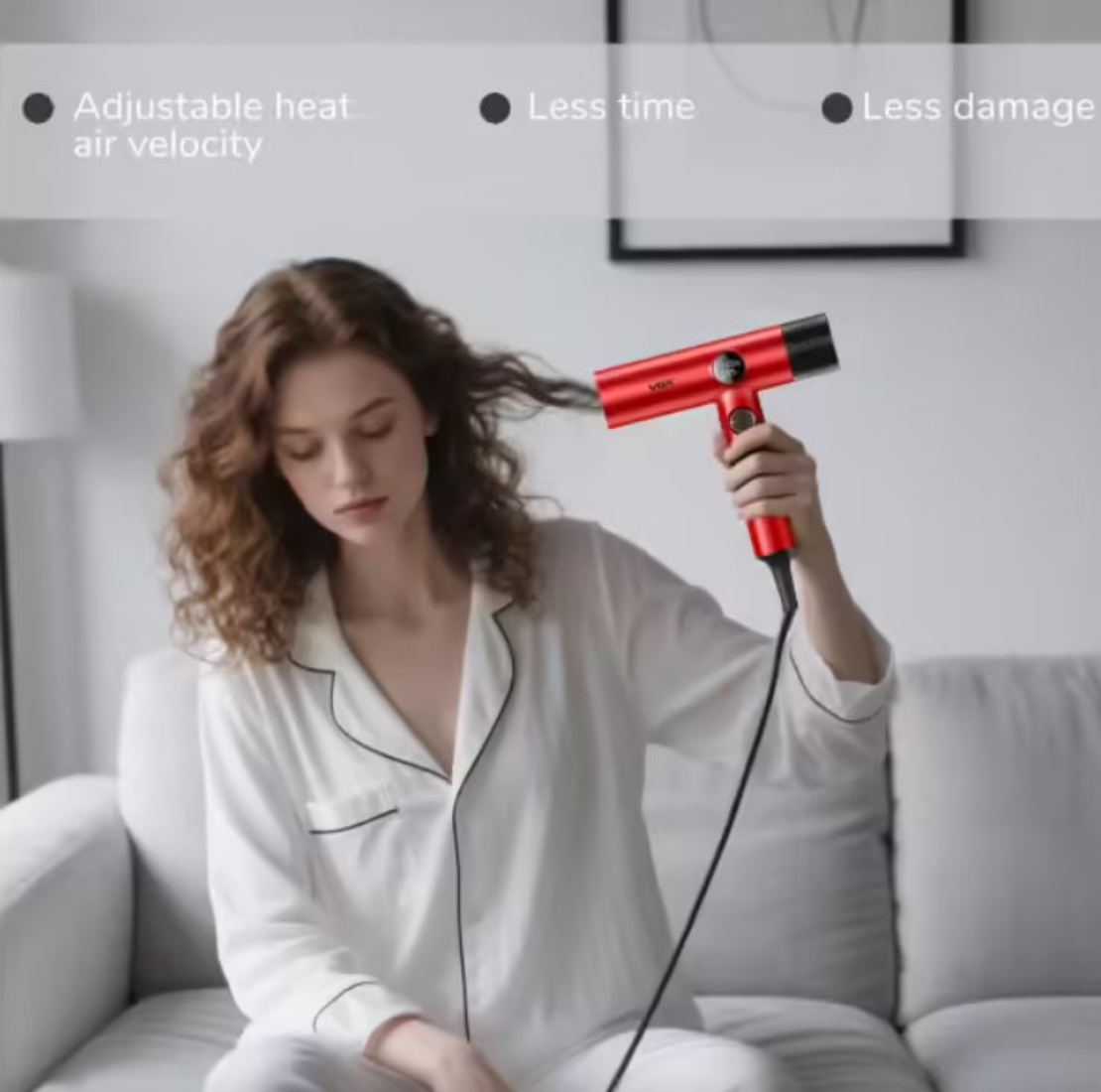 НЕМСКИ Професионален Сешоар VGR-401 – Червен LED Дисплей