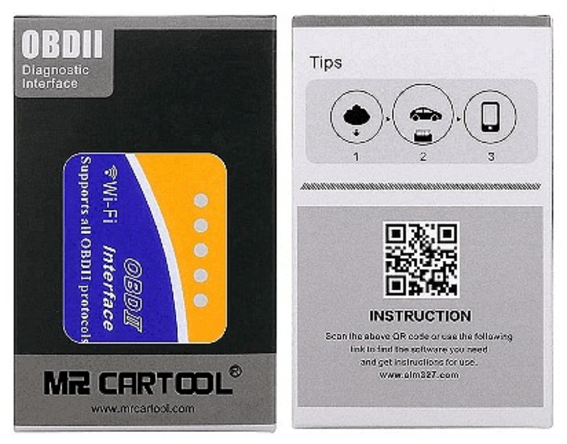 НЕМСКИ Тестер за автомобилна диагностика ELM 327 OBD II WIFI, Android и Apple + ЛЕД ФЕНЕР