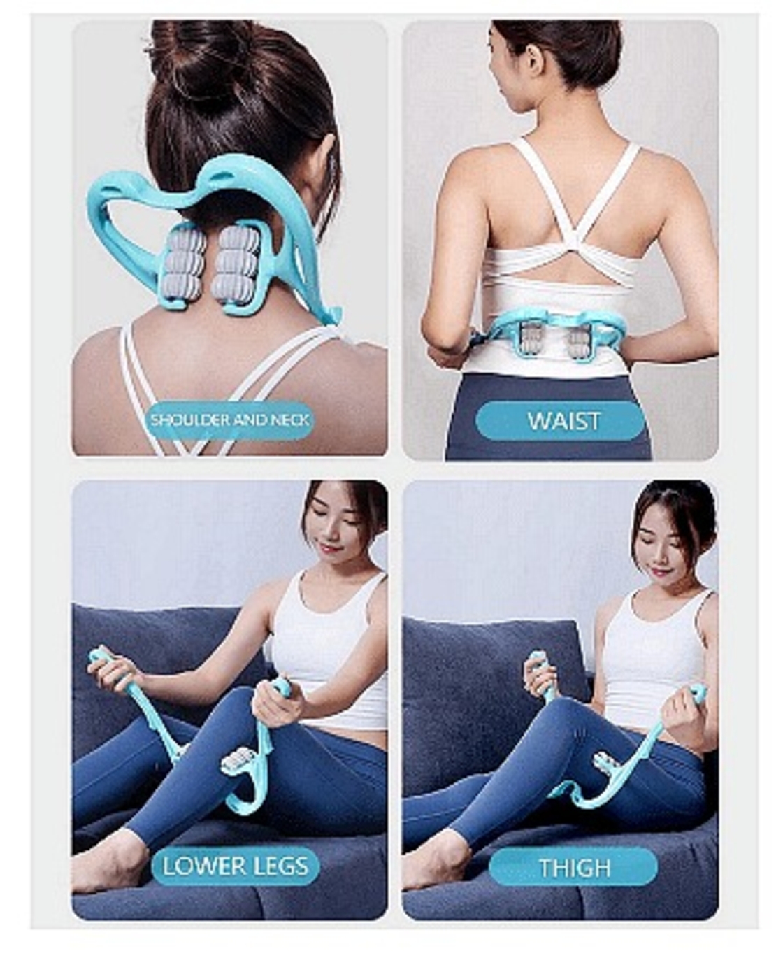 НЕМСКИ Ролков масажор за врат, 6 ролкови топки за масаж, които могат да се въртят на 360° + ЛЕД ФЕНЕР