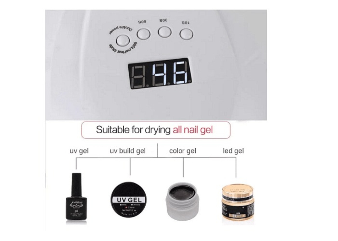 НЕМСКА Комбинирана лампа за маникюр и педикюр SUN X, Бяла, UV LED, 54W + ЛЕД ФЕНЕР